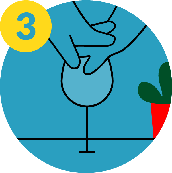 Step 3 - Go alcohol-free in February. Hands covering wine glass.